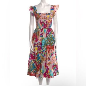 Caroline Constas Women's Floral Midi Dress with Flater Cup Sleeve Size M